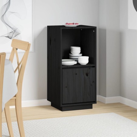 vidaXL Aparador de madera maciza de pino negro 38x35x80 cm