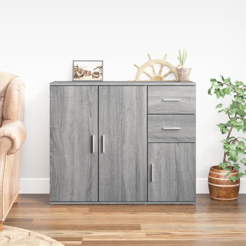 vidaXL Aparador de madera contrachapada gris Sonoma 91x29,5x75 cm vidaXL Aparador de madera contrachapada gris Sonoma 91x29,5x75 cm