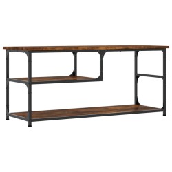 vidaXL Mueble de TV contrachapada y acero roble ahumado 103x38x46,5 cm