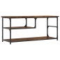 vidaXL Mueble de TV contrachapada y acero roble ahumado 103x38x46,5 cm vidaXL Mueble de TV contrachapada y acero roble ahumado 103x38x46,5 cm