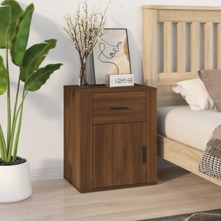vidaXL Mesita de noche madera contrachapada marrón roble 50x36x60 cm