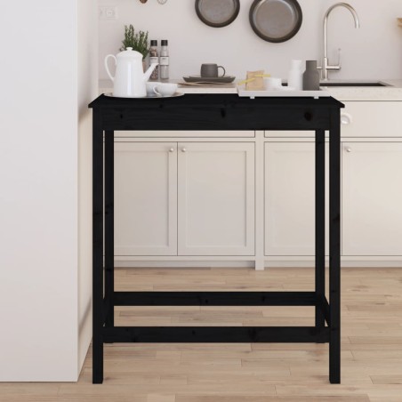 vidaXL Mesa alta de bar madera maciza de pino negro 100x50x110 cm