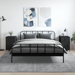 vidaXL Mesitas de noche 2 uds madera contrachapada negro 40x42x60 cm