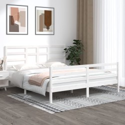 vidaXL Estructura de cama madera maciza blanca Super King 180x200 cm
