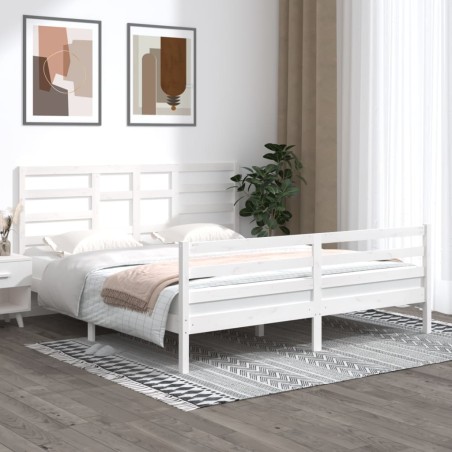 vidaXL Estructura de cama madera maciza blanca Super King 180x200 cm