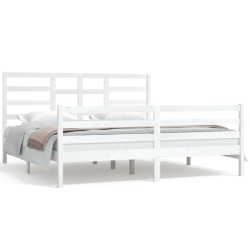 vidaXL Estructura de cama madera maciza blanca Super King 180x200 cm