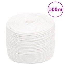 vidaXL Cuerda de barco polipropileno blanco intenso 10 mm 100 m