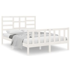 vidaXL Estructura de cama de madera maciza blanca 140x190 cm