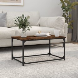 vidaXL Mesa de centro madera y hierro roble ahumado 80x50x40 cm