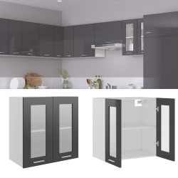vidaXL Armario colgante cocina contrachapada gris brillo 60x31x60 cm