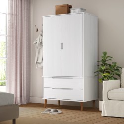 vidaXL Armario MOLDE madera maciza de pino blanco 90x55x175 cm