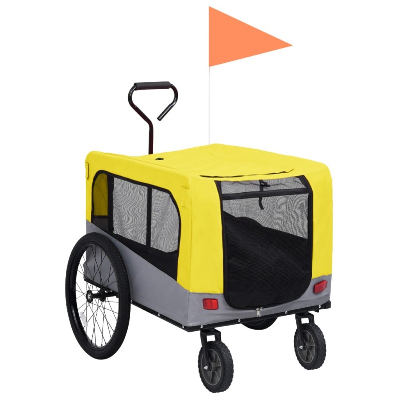 vidaXL Remolque de bicicleta mascotas cochecito 2 en 1 amarillo gris vidaXL Remolque de bicicleta mascotas cochecito 2 en 1 amarillo gris