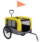 vidaXL Remolque de bicicleta mascotas cochecito 2 en 1 amarillo gris vidaXL Remolque de bicicleta mascotas cochecito 2 en 1 amarillo gris