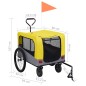 vidaXL Remolque de bicicleta mascotas cochecito 2 en 1 amarillo gris vidaXL Remolque de bicicleta mascotas cochecito 2 en 1 amarillo gris