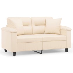 vidaXL Sofá de 2 plazas con cojines tela de microfibra beige 120 cm