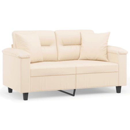 vidaXL Sofá de 2 plazas con cojines tela de microfibra beige 120 cm