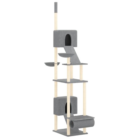 vidaXL Árbol rascador para gatos suelo a techo gris claro 277-303 cm