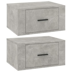 vidaXL Mesitas de noche de pared 2 uds gris hormigón 50x36x25 cm