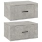 vidaXL Mesitas de noche de pared 2 uds gris hormigón 50x36x25 cm