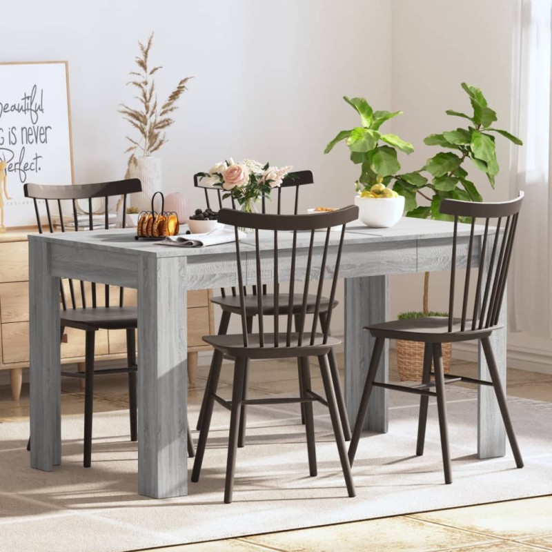vidaXL Mesa de comedor madera contrachapada gris Sonoma 140x74,5x76 cm vidaXL Mesa de comedor madera contrachapada gris Sonoma 140x74,5x76 cm