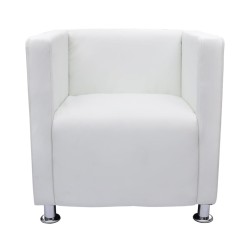 vidaXL Sillón en forma de cubo de cuero sintético blanco