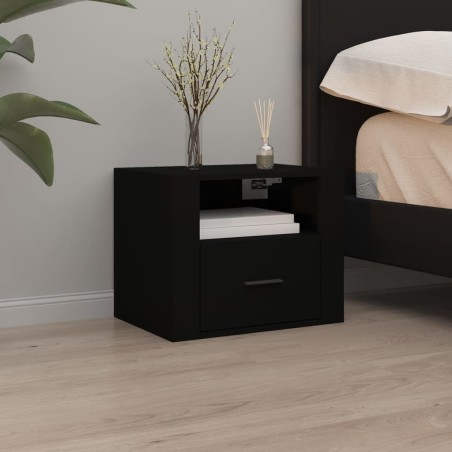 vidaXL Mesita de noche de pared negro 50x36x40 cm