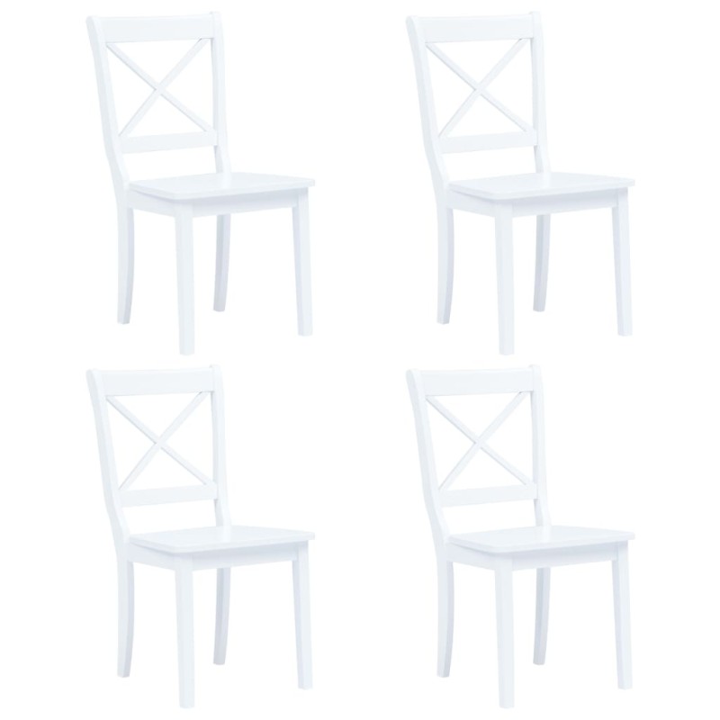 vidaXL Sillas de comedor 4 unidades madera maciza de caucho blanco vidaXL Sillas de comedor 4 unidades madera maciza de caucho blanco