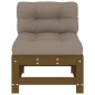vidaXL Sofá central con cojines madera maciza de pino marrón miel vidaXL Sofá central con cojines madera maciza de pino marrón miel