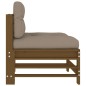 vidaXL Sofá central con cojines madera maciza de pino marrón miel vidaXL Sofá central con cojines madera maciza de pino marrón miel