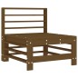 vidaXL Sofá central con cojines madera maciza de pino marrón miel vidaXL Sofá central con cojines madera maciza de pino marrón miel