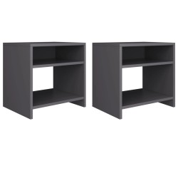 vidaXL Mesitas de noche 2 uds madera contrachapada gris 40x30x40 cm