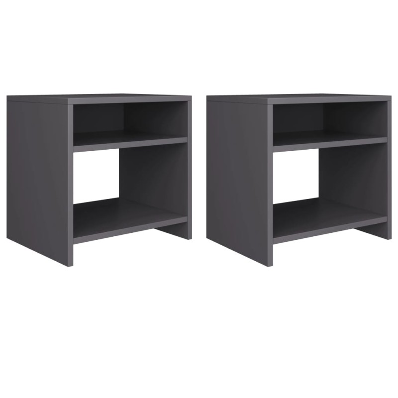 vidaXL Mesitas de noche 2 uds madera contrachapada gris 40x30x40 cm vidaXL Mesitas de noche 2 uds madera contrachapada gris 40x30x40 cm