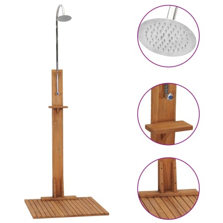 vidaXL Ducha de jardín de madera maciza de teca 75x75x210 cm