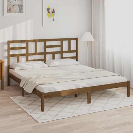 vidaXL Estructura de cama madera maciza de pino marrón miel 200x200 cm