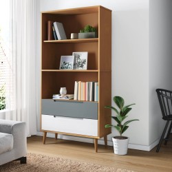 vidaXL Librería MOLDE madera maciza de pino marrón 85x35x170,5 cm