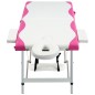 vidaXL Camilla de masaje plegable 2 zonas aluminio blanco y rosa
