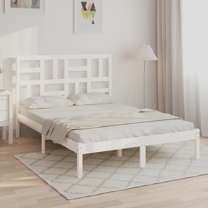 vidaXL Estructura de cama madera maciza de pino blanca 120x200 cm