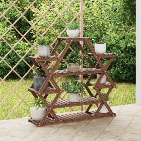 vidaXL Soporte para flores de madera maciza abeto 110x25x105 cm