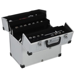vidaXL Caja de herramientas aluminio plateado 38x22,5x34 cm