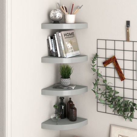 vidaXL Estantes flotantes de pared 4 uds MDF gris 25x25x3,8 cm