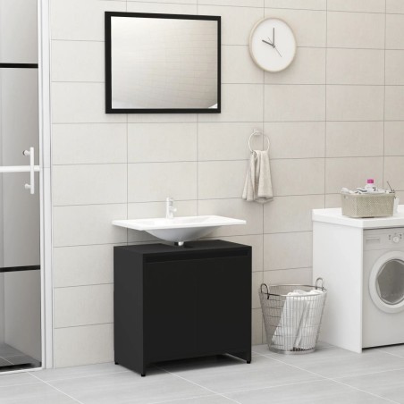 vidaXL Conjunto de muebles de baño madera contrachapada negro