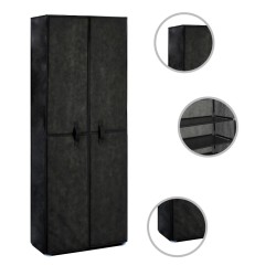 vidaXL Mueble zapatero de tela con funda negro 60x30x166 cm 