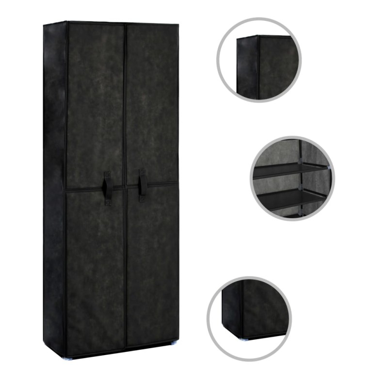 vidaXL Mueble zapatero de tela con funda negro 60x30x166 cm vidaXL Mueble zapatero de tela con funda negro 60x30x166 cm