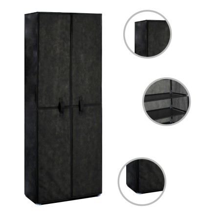 vidaXL Mueble zapatero de tela con funda negro 60x30x166 cm 