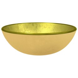 vidaXL Lavabo de vidrio templado dorado 35x12 cm
