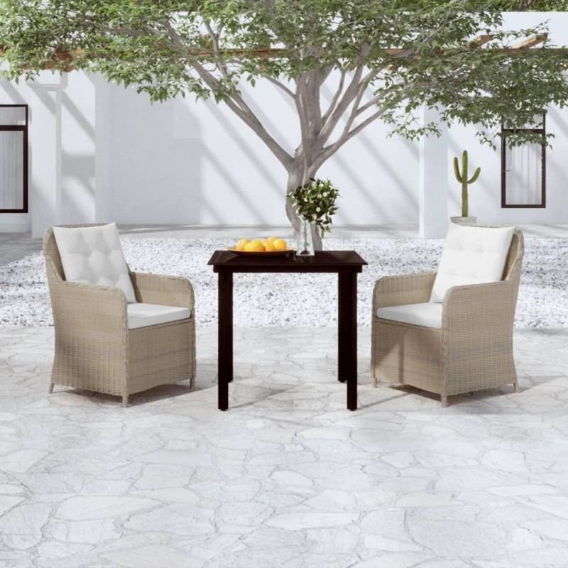 vidaXL Juego de comedor de jardín 3 piezas marrón vidaXL Juego de comedor de jardín 3 piezas marrón