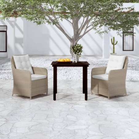 vidaXL Juego de comedor de jardín 3 piezas marrón