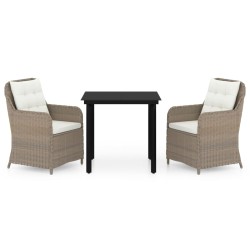 vidaXL Juego de comedor de jardín 3 piezas marrón