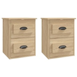 vidaXL Mesita de noche de pared 2 uds color roble Sonoma 41,5x36x53 cm