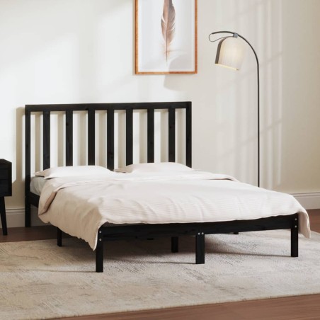 vidaXL Estructura de cama madera maciza de pino doble negra 135x190 cm